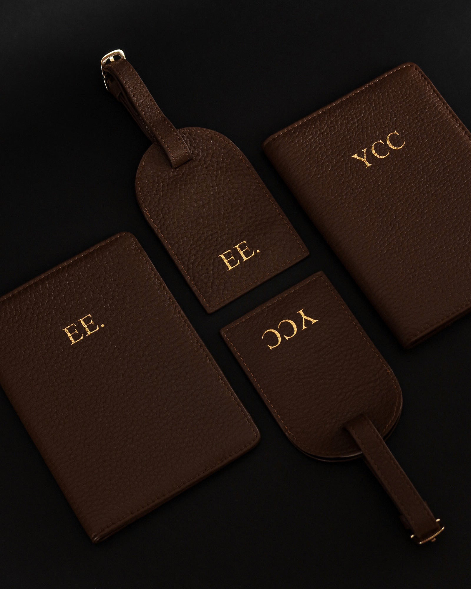 Travel Set (Passport Cover + Luggage Tag) - Brown